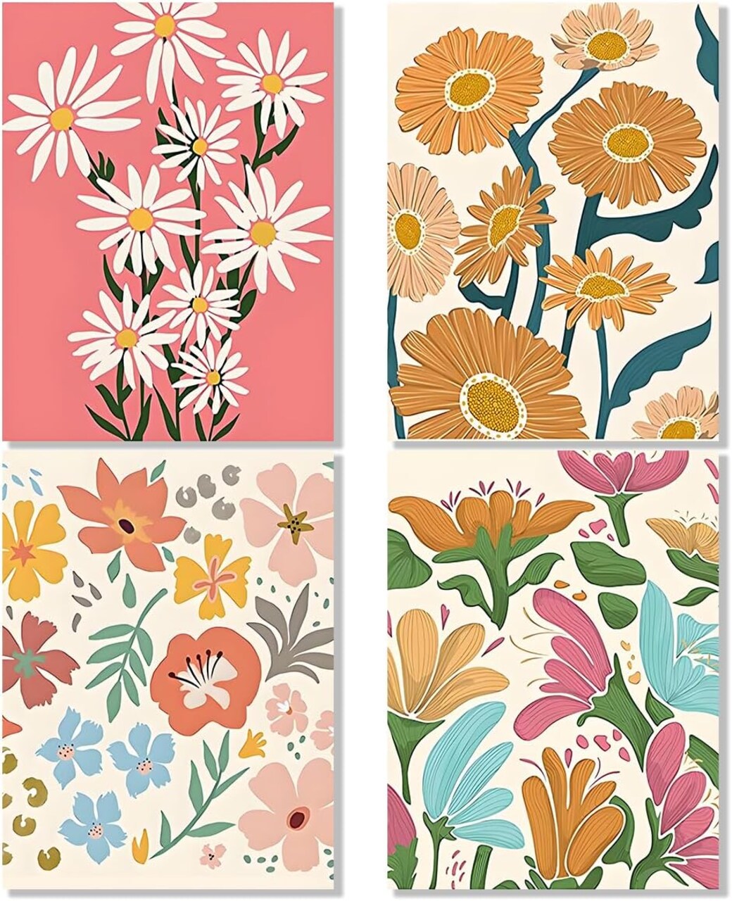 4 Pack Easy Paint by Numbers Kit for Adults Beginner,Small Paint by Number Kits for Kids Flower,Paint by Number Kit for Adults Flowers Cheerful Painting by Numbers on Canvas for 8x12 Inch